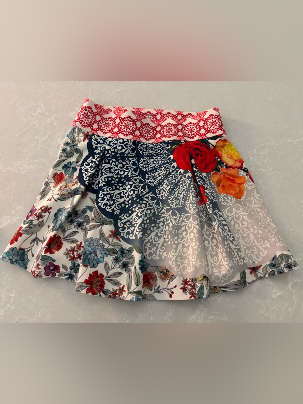 Johnny Was Multicolor Floral & Medallion Circle Skort